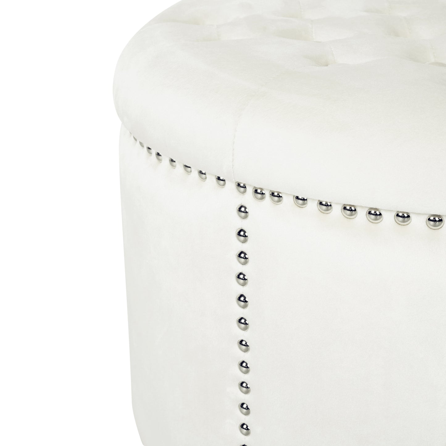 Peregrine Light luxury retro rivet decorative velvet ottoman, round cushioned stool