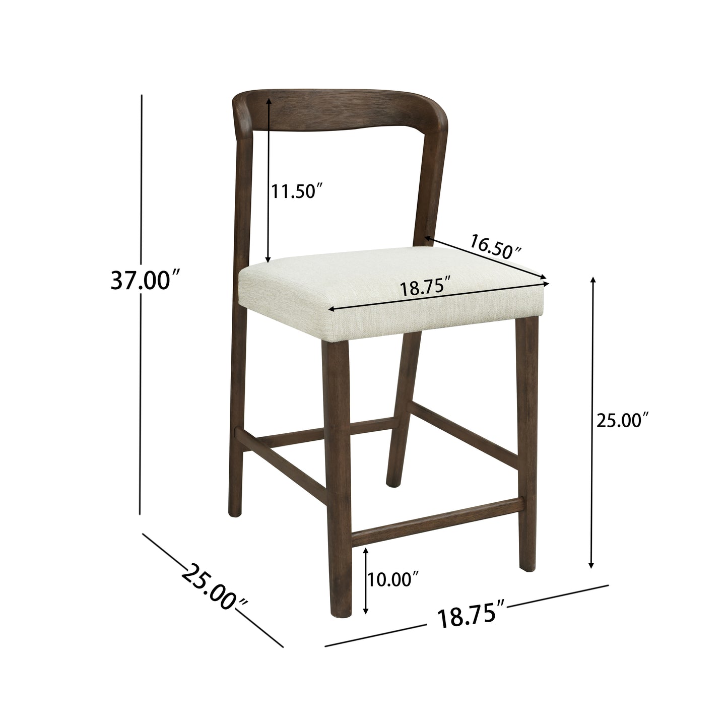 Cavovasir Solid Rubber Wood Counter Stools,Set of 2
