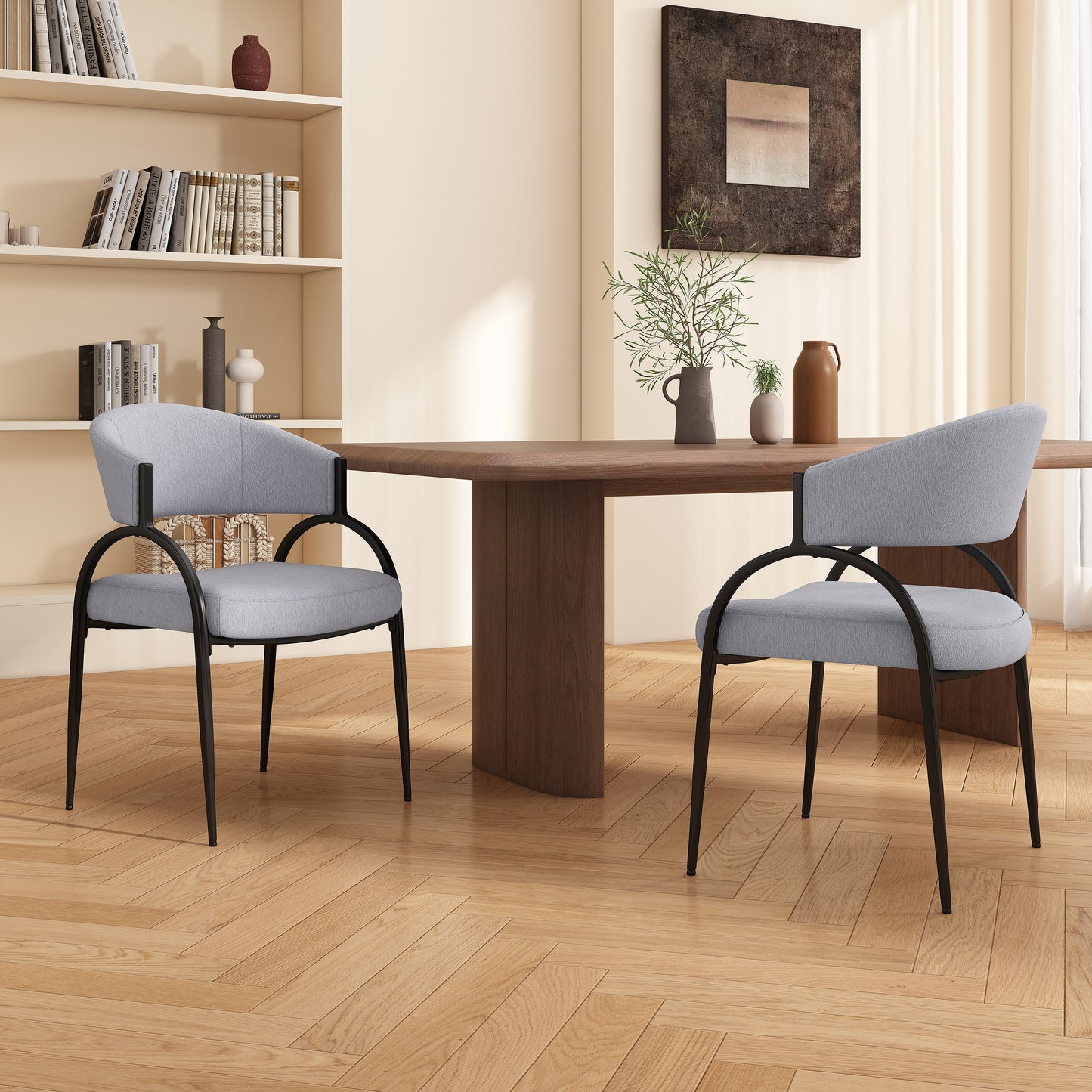 Eccho Upholstered Dining Chairs With Metal Legs