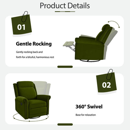 Nomae 360° Swivel Recliner Manual Rocking Recliner Home Theater Manual Recliner Chair