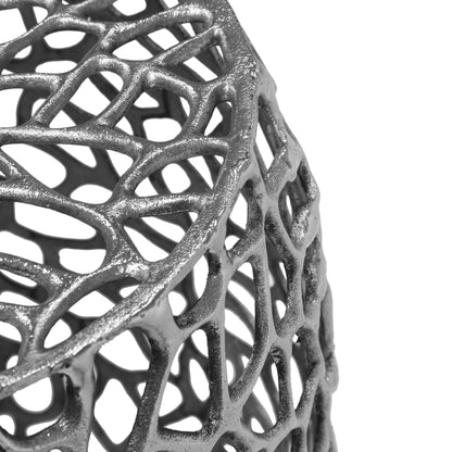 Saga Aluminum Drum hollow End Table with Intricate Design