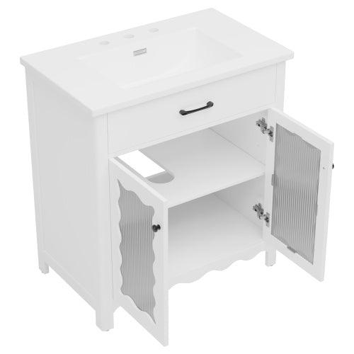 ‌Nexail 31" Bathroom Vanity with Tempered Glass