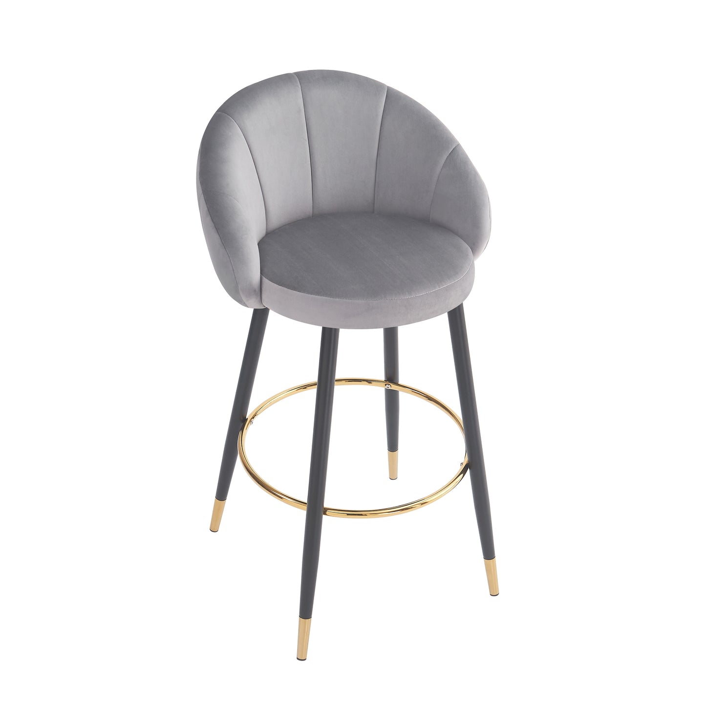 Soreli 40.5" High Back, Black Velvet & Gold Metal Bar Stool,Luxe Modern Design, Set of 2