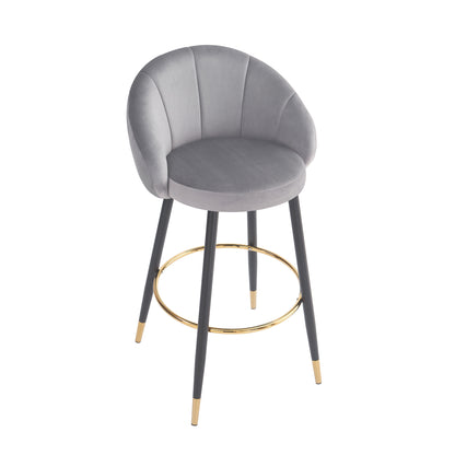 Soreli 40.5" High Back, Black Velvet & Gold Metal Bar Stool,Luxe Modern Design, Set of 2