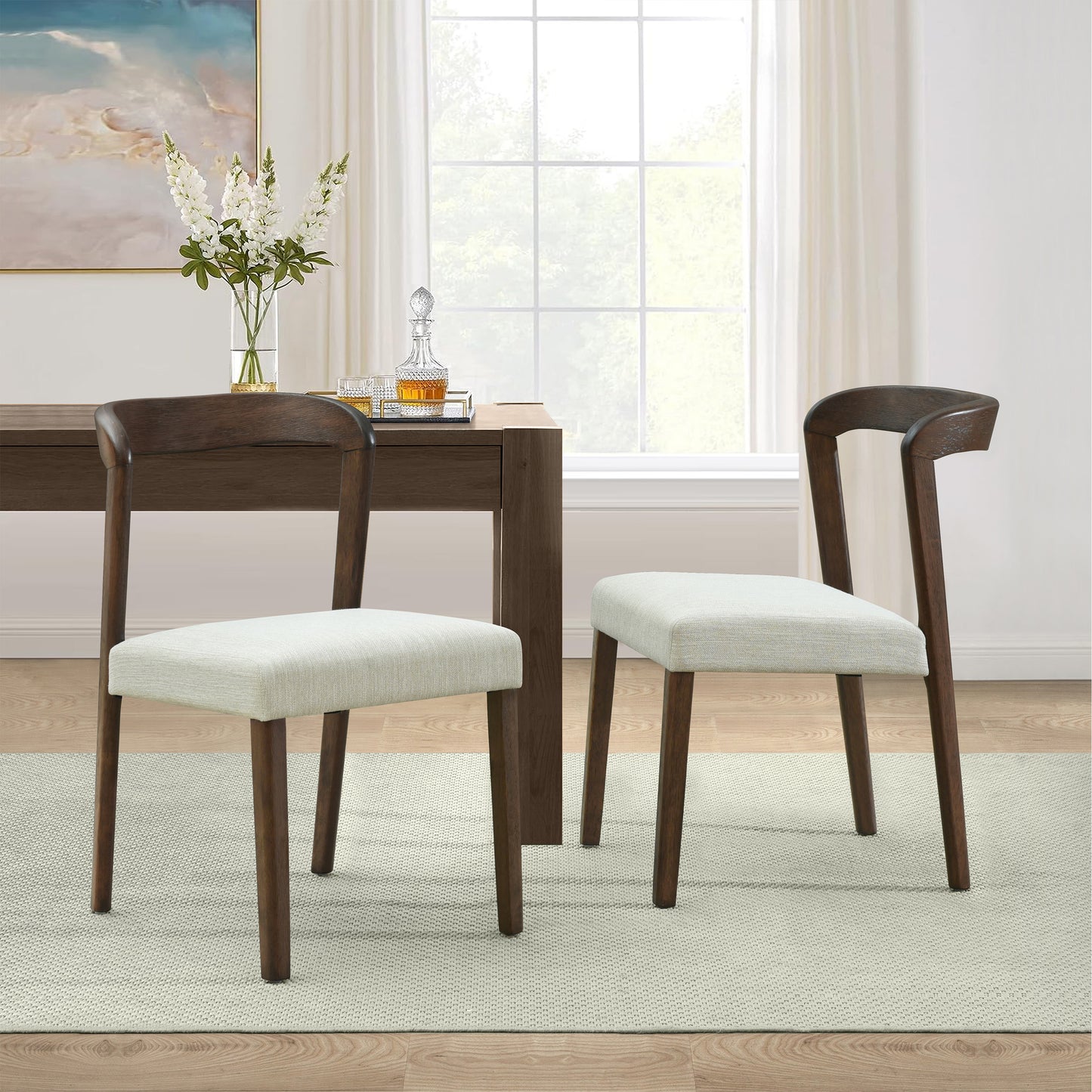 Cavomirium Solid Rubber Wood Dining Chairs,Set of 2