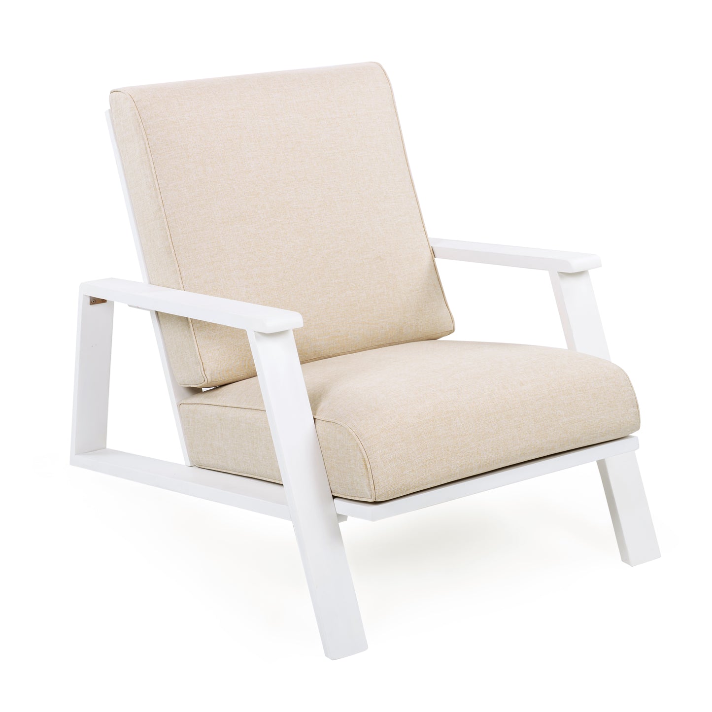 Youssef Patio Lounge Chair, Outdoor Club Chair with Beige Cushion