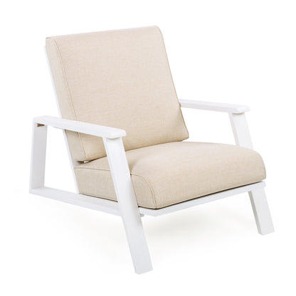 Youssef Patio Lounge Chair, Outdoor Club Chair with Beige Cushion