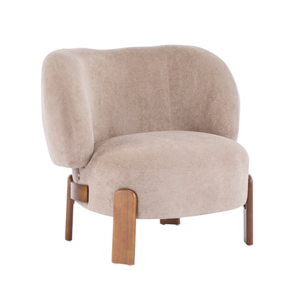 Demidorium Cozy Upholstery Solid Wood Wingback Armchair