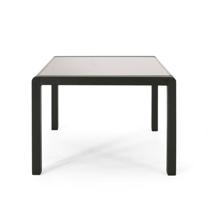 Gadd Outdoor Aluminum and Tempered Glass Coffee Table, Black, Gray