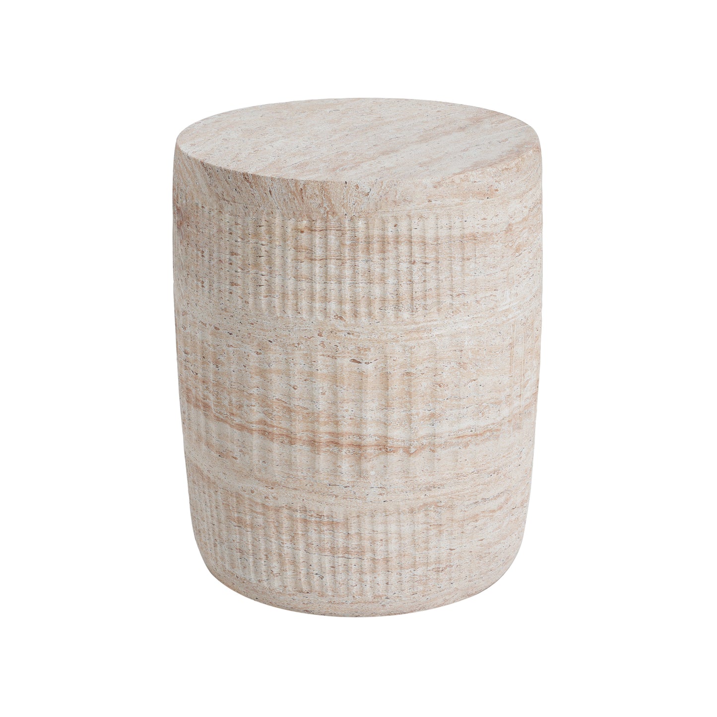 Alderbay Outdoor Lightweight Concrete Side Table,Travertine Finish