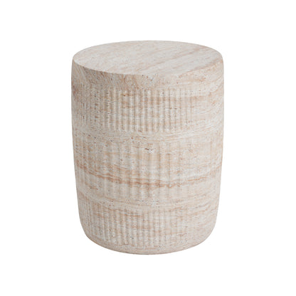 Alderbay Outdoor Lightweight Concrete Side Table,Travertine Finish