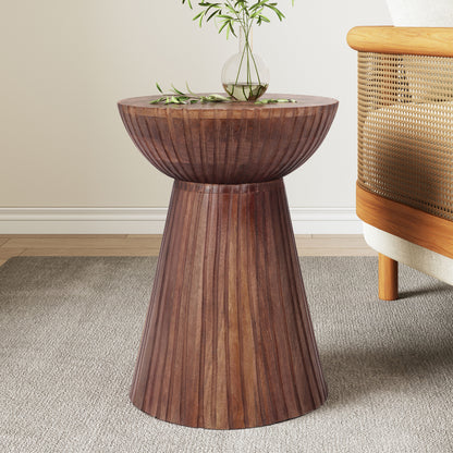 Elowen Round Pedestal Mango Wood Side End Table