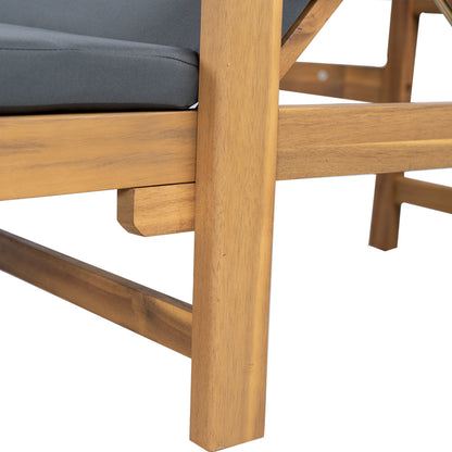 Calora Acacia Outdoor Modern Wood Chaise Lounge Chairs for Patio or Poolside