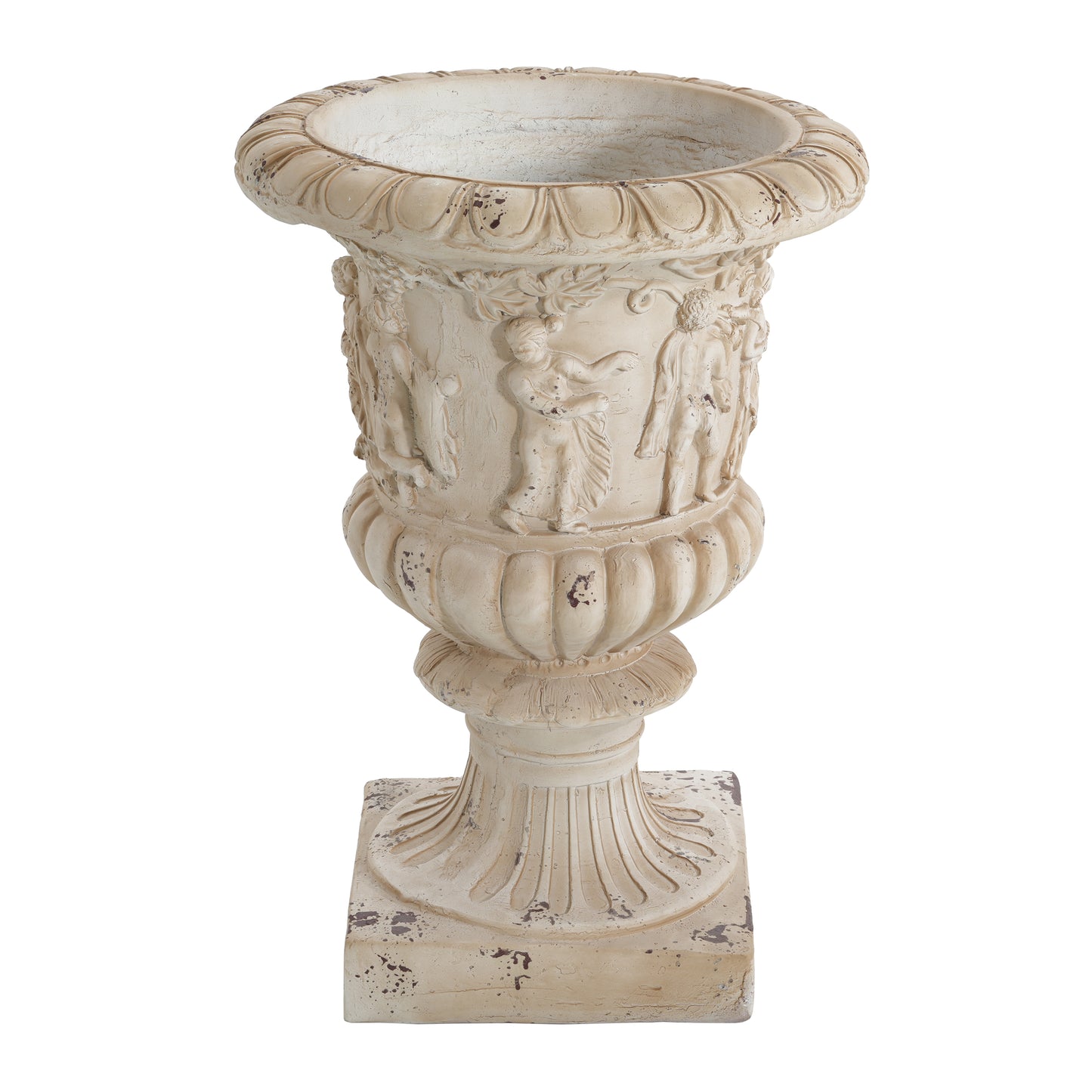 Caldrithar MGO Garden Artistic relief Urn, Antique White, 27'' H