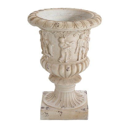 Caldrithar MGO Garden Artistic relief Urn, Antique White, 27'' H