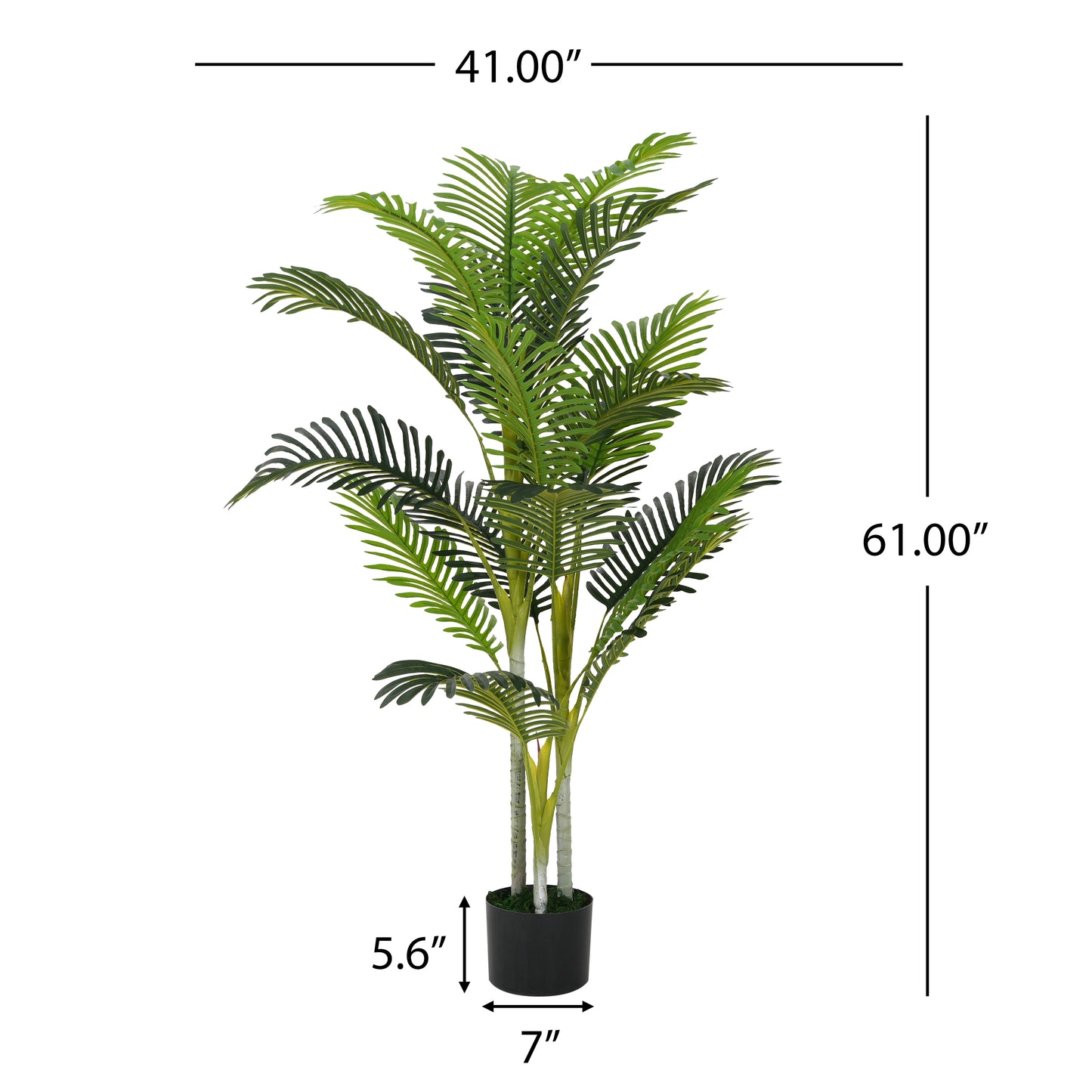 Ambrose 61" Artificial Palm Tree with Black Plastic Pot - 2pcs