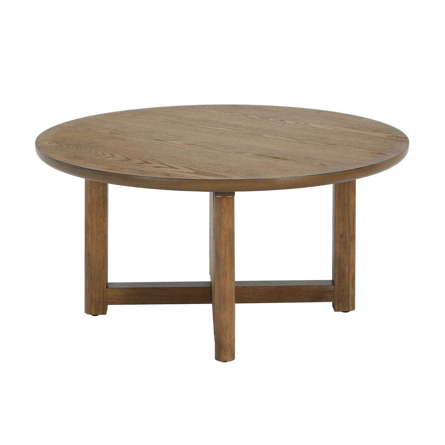 Orlenquess 32'' Rattan Coffee Table, Round Rattan Woven Wood Coffee Table