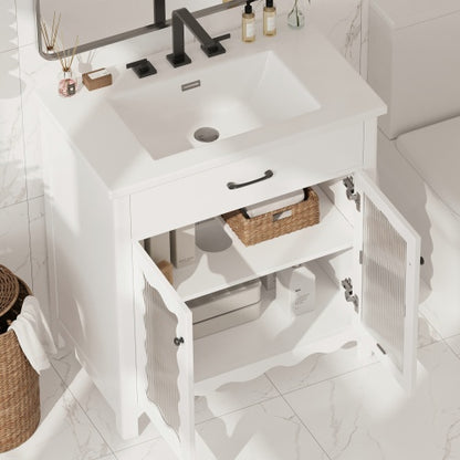 ‌Nexail 31" Bathroom Vanity with Tempered Glass