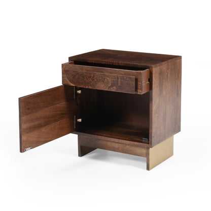 Pergolae Walnut Finish Nightstand with 1 drawer