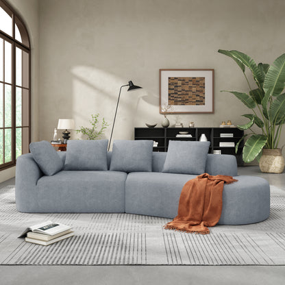 Orellar 116" Modern Curved Sectional Sofa with High-Density Fully Compressed Sponge and Chaise Lounge, Pearl Upholstery