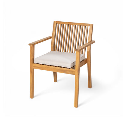 Somadorin Patio Dining Chair Set of 2 - Sturdy Acacia Wood, Comfortable Waterproof Seating