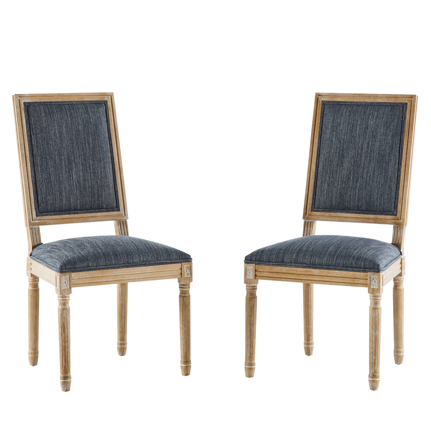 HaChiMi French Country Dining Chairs - Elegant Cane Backrest & Upholstered Seats,Set of 2