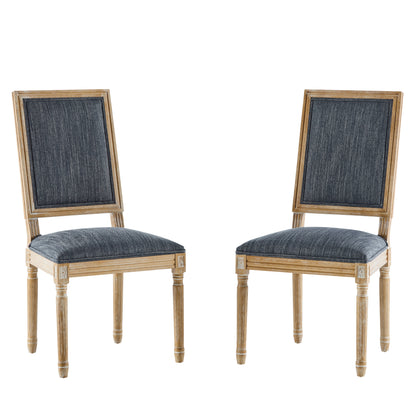 HaChiMi French Country Dining Chairs - Elegant Cane Backrest & Upholstered Seats,Set of 2