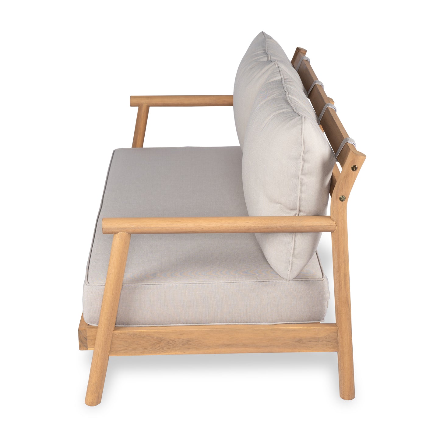 Amonier Outdoor Acacia Wood Chat Set,Loveseat & Coffee Table & 2 Club Chairs