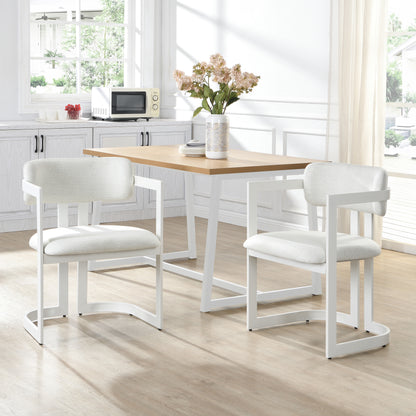 ‌Dashiell Upholstered Dining Chairs,Fabric Metal Frame Armchairs,Set of 2