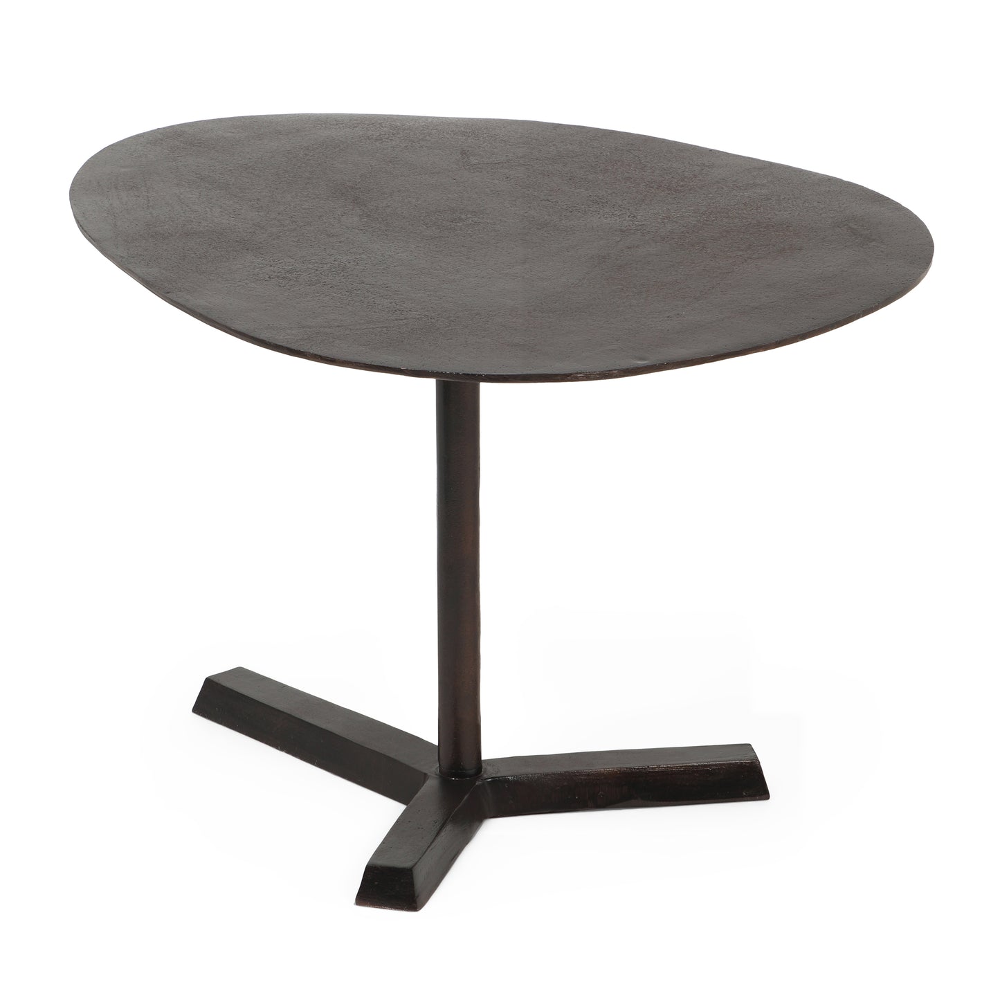 Forgey Industrial Handcrafted Aluminum Elliptical Side Table, Raw Bronze