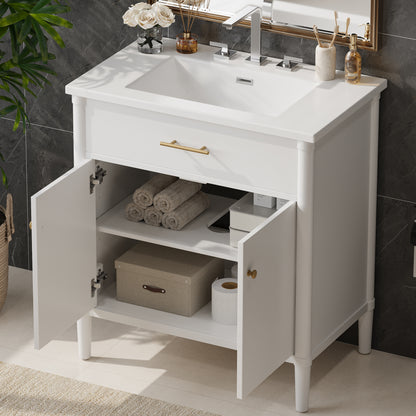 MuKi 31" Bathroom Vanity with Sink, Bathroom Cabinet with Soft Close Doors and Adjustable Shelf