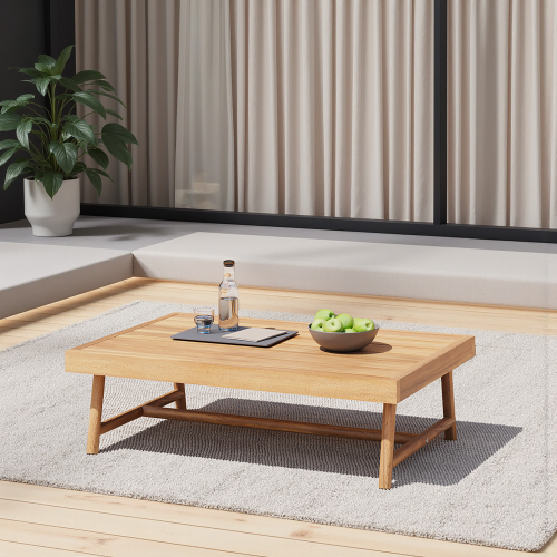 Selyric Patio Acacia Wood Rectangle Coffee Table, Teak
