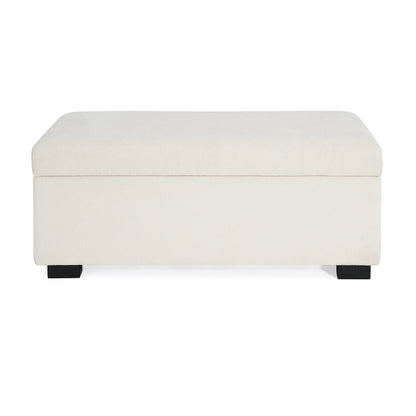 Hopehorizon Rectangle Chenile Solid Wood Storage Ottoman Chenille