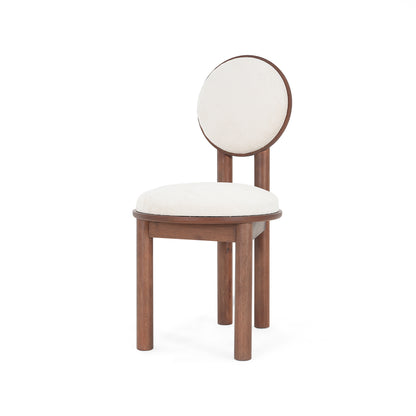 Ardene Polyester Beige Fabric Dining Chair with wooden frame (Set of 2)