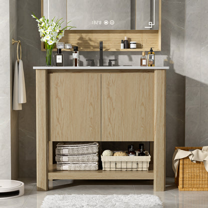 Caryaty Bathroom Cabinet Vanity with Rectangle Ceramic Sink