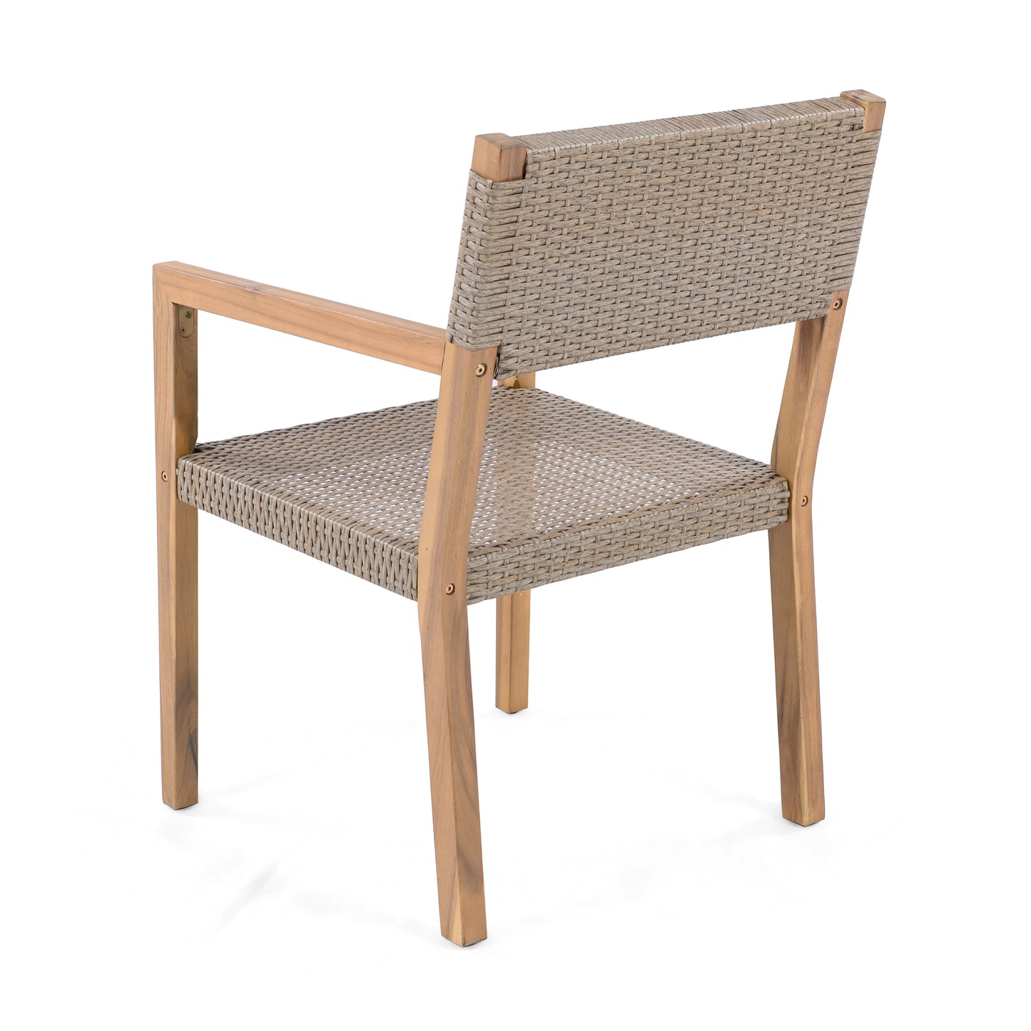 Velquinn Outdoor Dining Chairs Set of 2, Acacia Wood Frame and PE Wicker