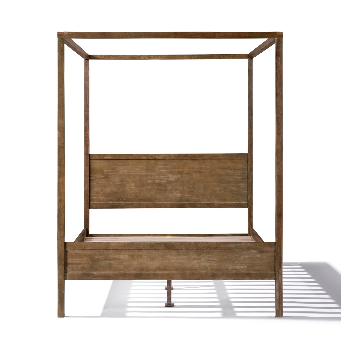 Quorcanor Queen Size Antique Oak Feature Solid Wood Canopy Bed