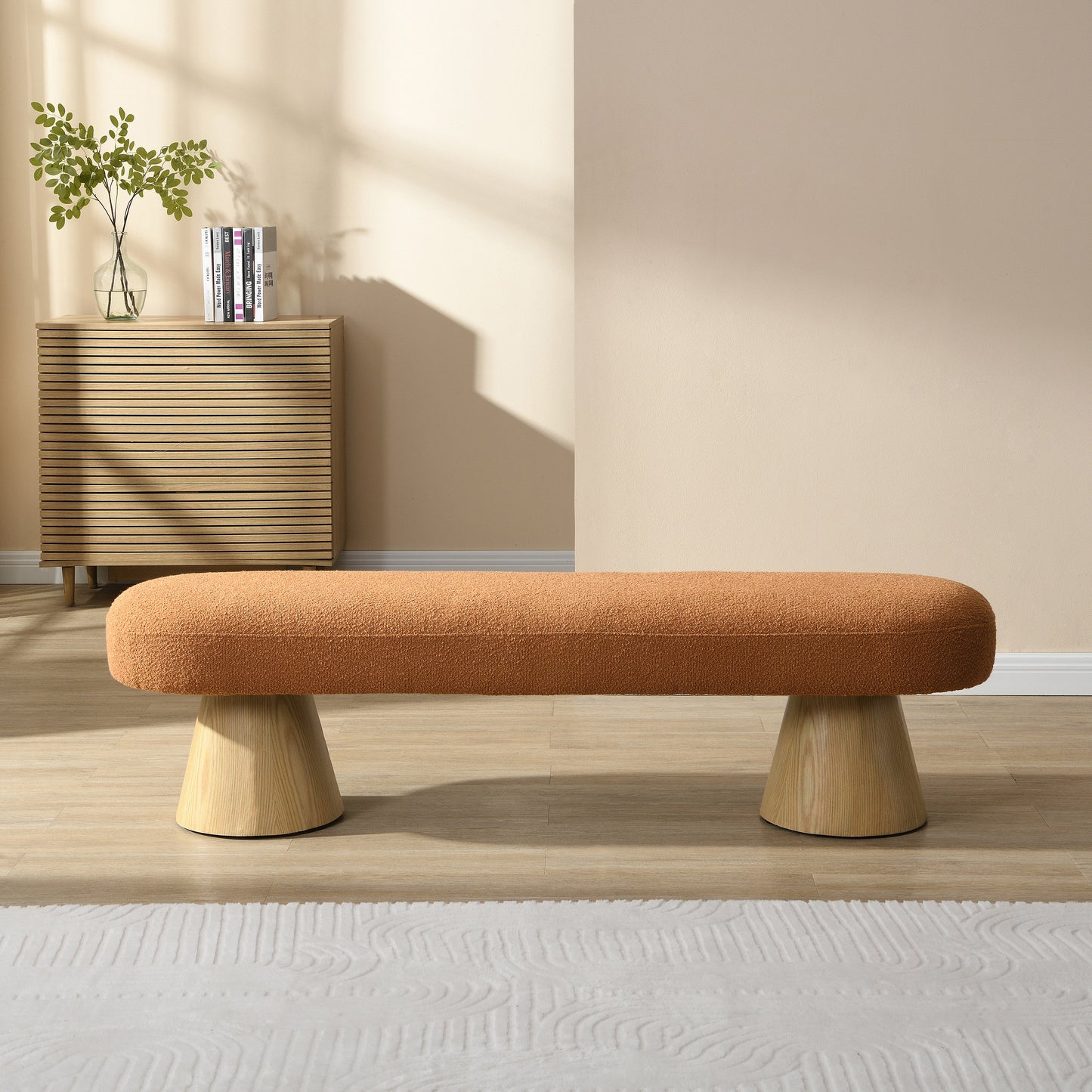 Hrafnol 64"L  Dining Bench for Dining Room, Upholstered Bedroom End of Bed Entryway Bench