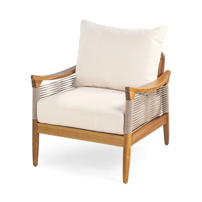 Brsing Outdoor Acacia Wood Patio Club Chair With Cushion