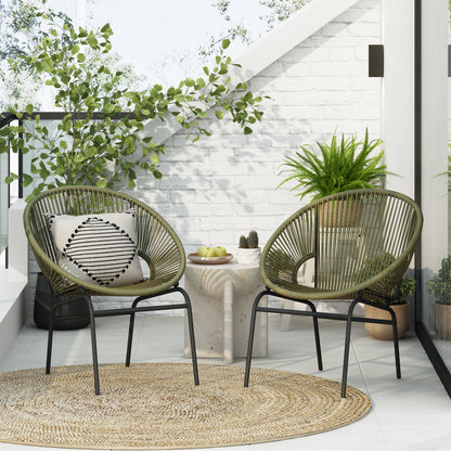 Carver Indoor & Outdoor Acapulco Weave Faux Rattan Club Chairs (Set of 2)