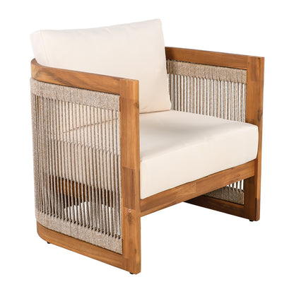 Vireo 4-Piece Patio Seating Group 2 Chairs, Loveseat & Table Acacia Wood Outdoor Furniture Set
