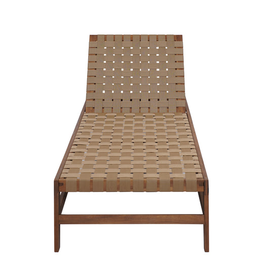 Rionaris Outdoor Acacia Wood Rope Chaise Lounge Adjustable 4-Position Recliner