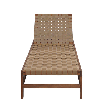 Rionaris Outdoor Acacia Wood Rope Chaise Lounge Adjustable 4-Position Recliner