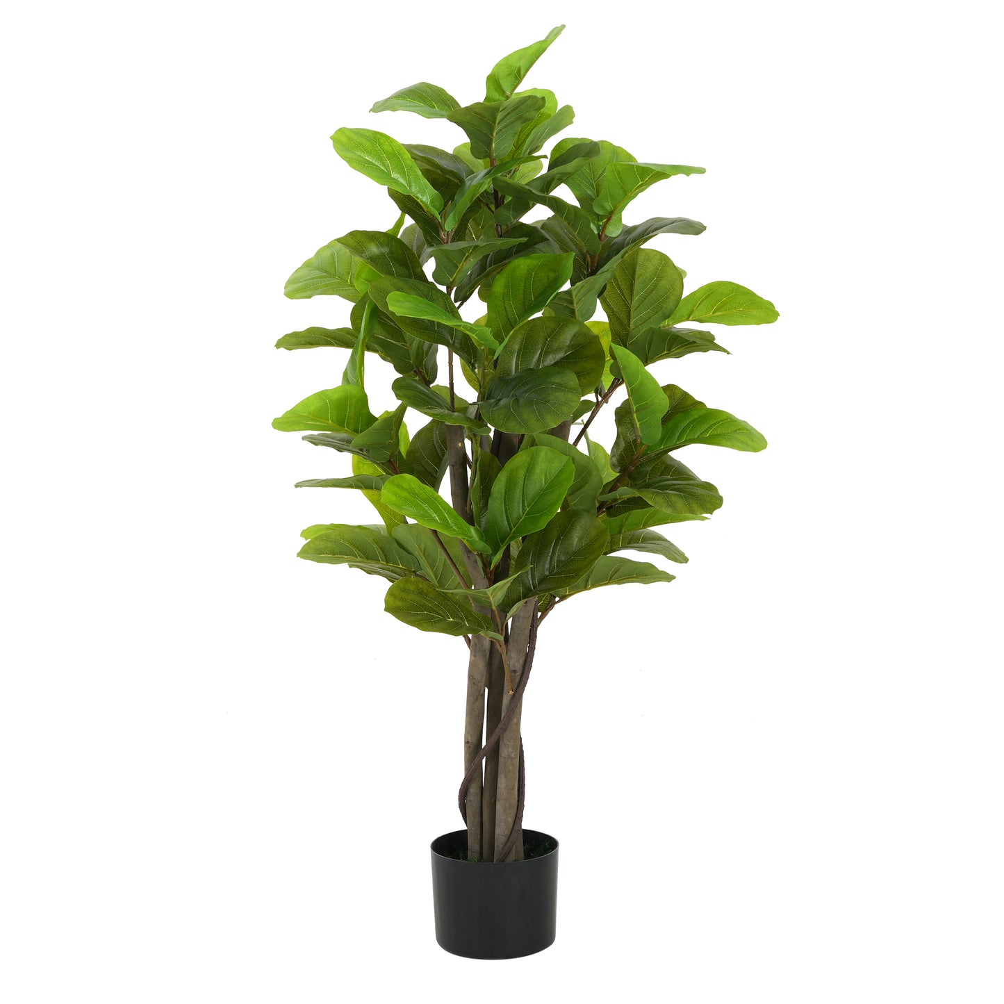 Halvard 51" Artificial Fiddle Leaf Fig Tree with Black Plastic Pot