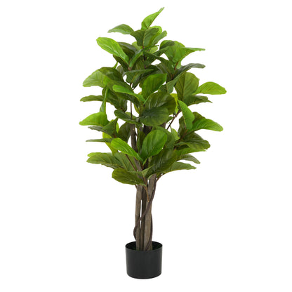 Halvard 51" Artificial Fiddle Leaf Fig Tree with Black Plastic Pot