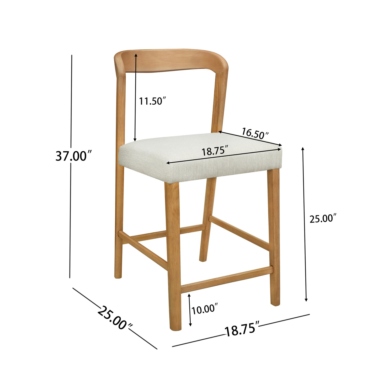 Cavovasir Solid Rubber Wood Counter Stools,Set of 2