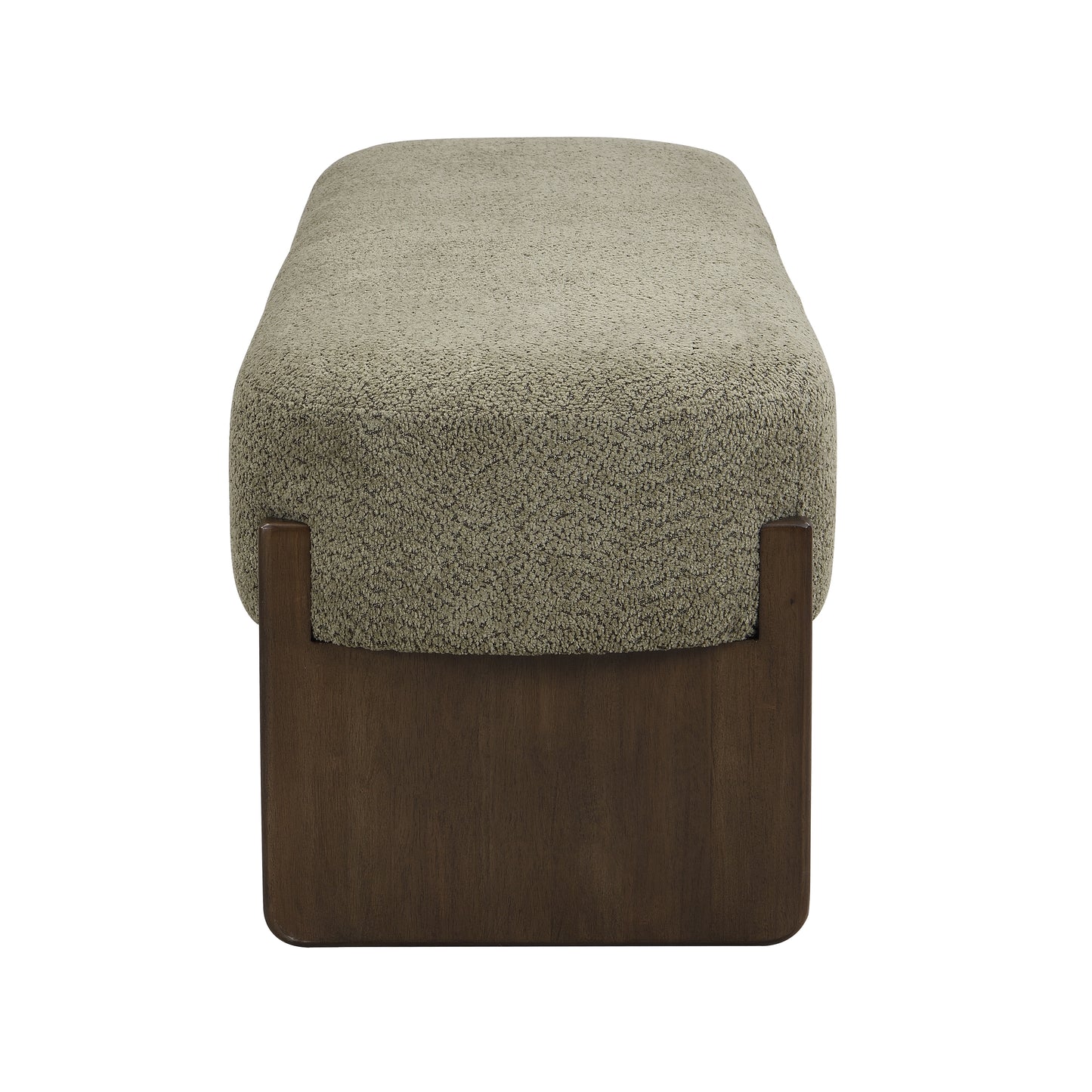 Sorena Modern Upholstered Loop Yarn Ottoman, Solid Wood