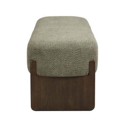 Sorena Modern Upholstered Loop Yarn Ottoman, Solid Wood