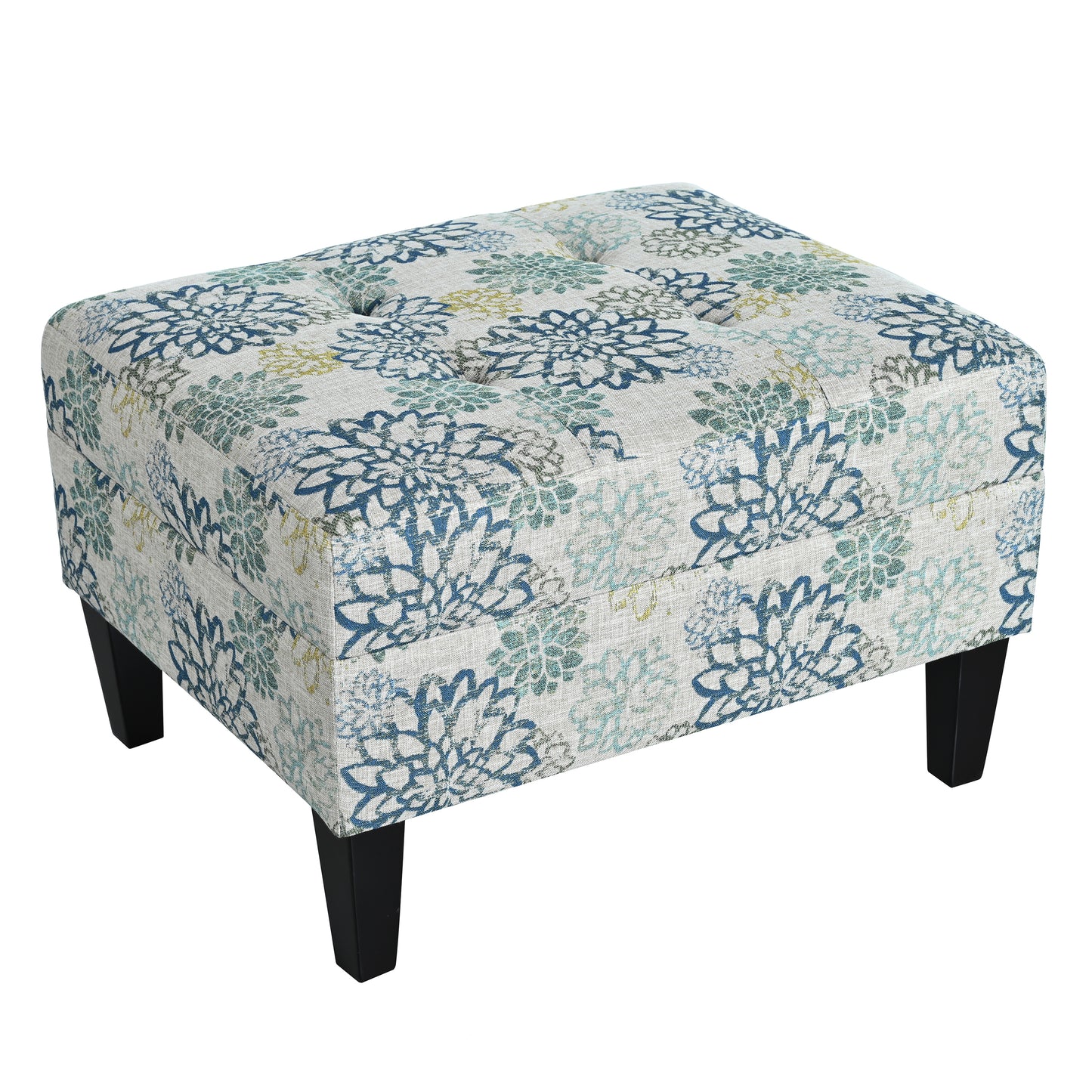 Briseis High-quality Upholstered Ottoman with birch legs, comfortable lounge stool