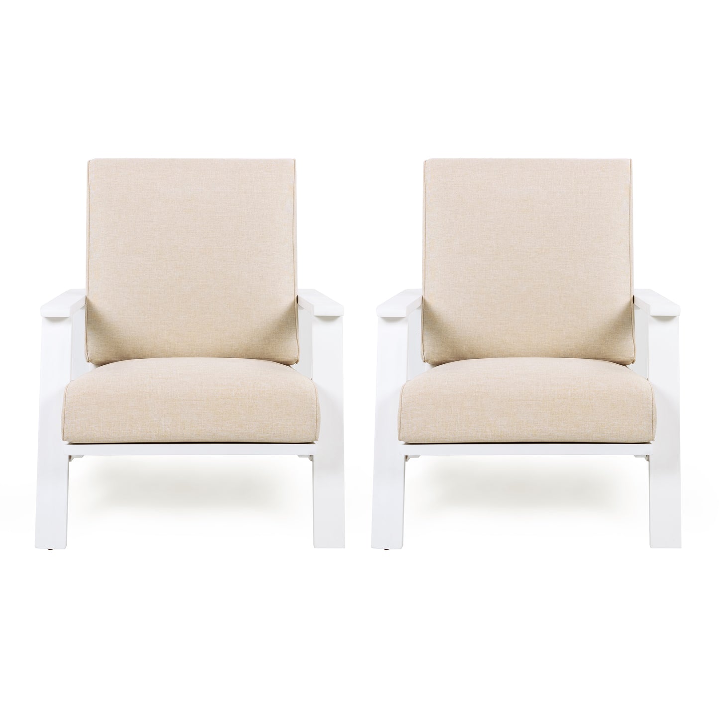 Youssef Patio Lounge Chair, Outdoor Club Chair with Beige Cushion